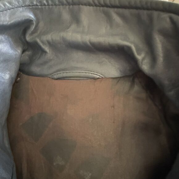 Vintage Friitala Blue Leather Bomber Jacket Size 14 - Picture 16 of 16